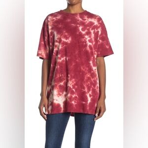 Double Zero Toe Die Distressed Oversized T-Shirt Maroon Size S